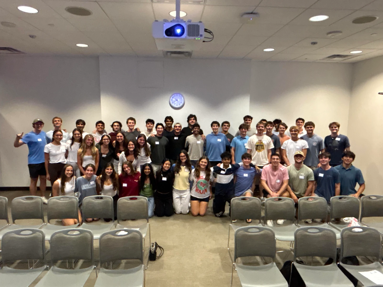 EiB members together at a general meeting in a campus lecture room
